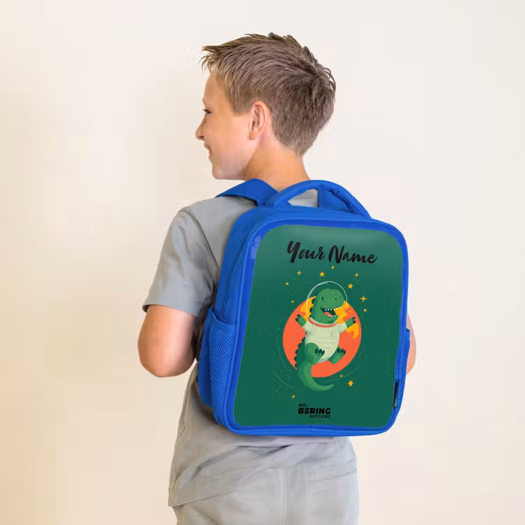Kids backpack - Blue - Dino - Planet - Stars - Green — 2