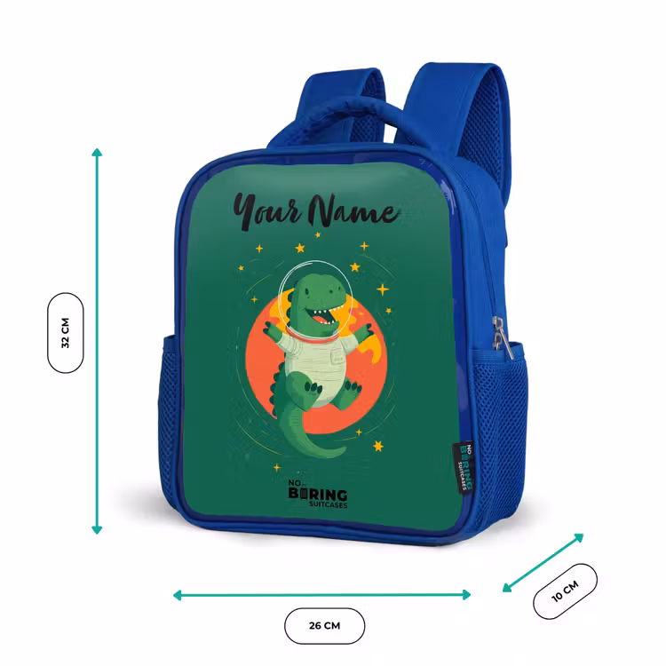 Kids backpack - Blue - Dino - Planet - Stars - Green — 6