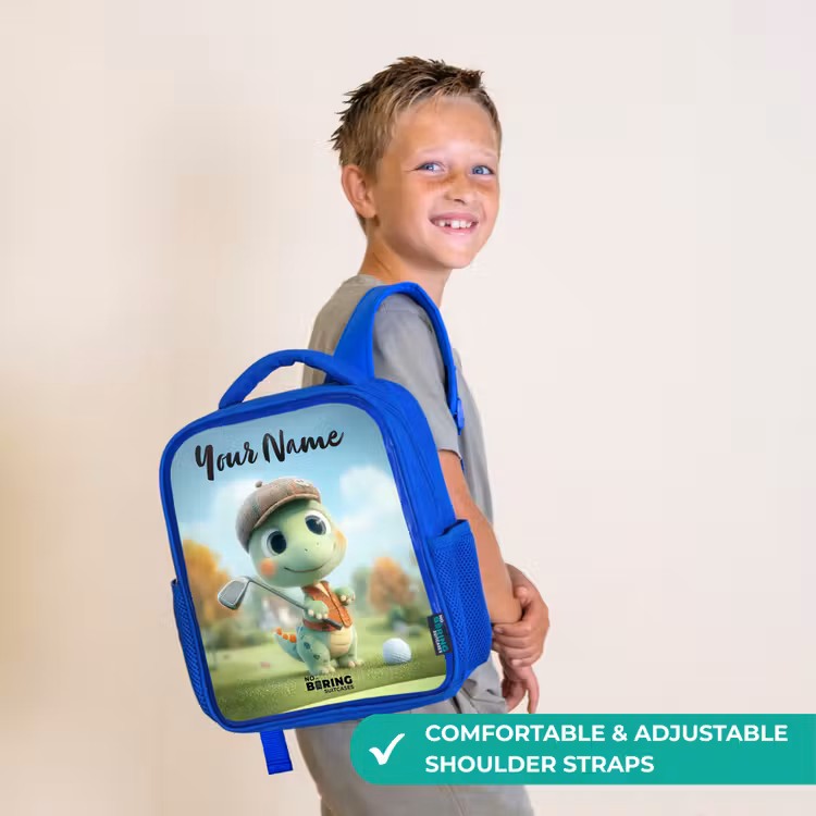 Kids backpack with name - Blue - Golf - Dino - Green — 4