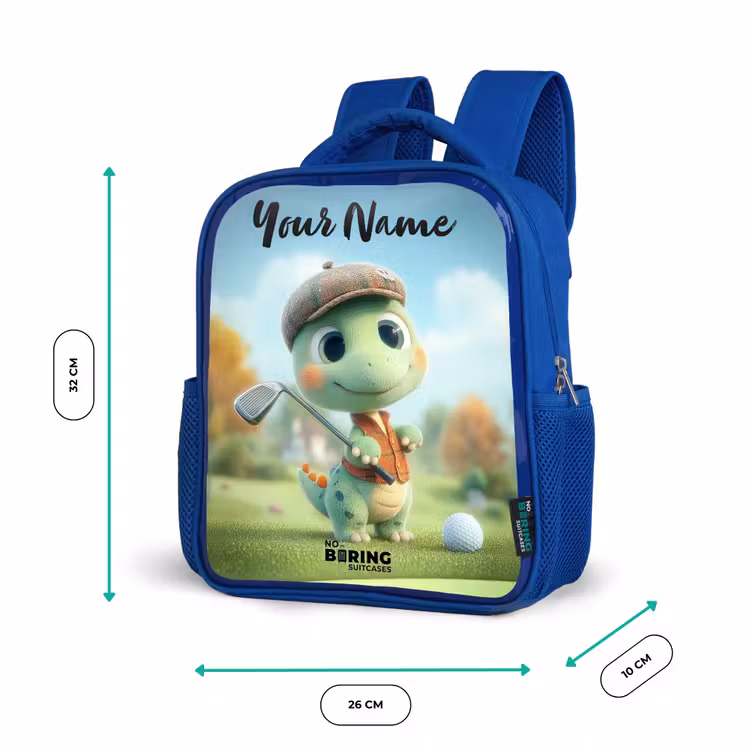 Kids backpack with name - Blue - Golf - Dino - Green — 6