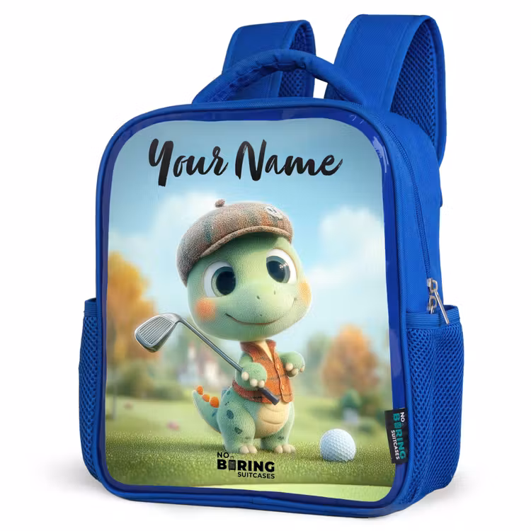 Kids backpack with name - Blue - Golf - Dino - Green — 7