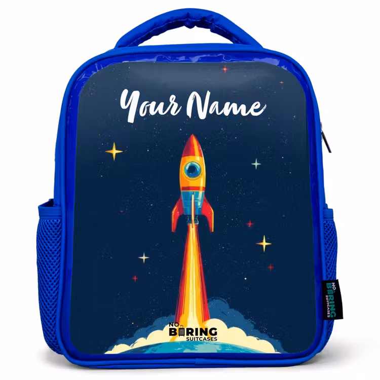 Kids backpack - Blue - Planet - Rocket - Stars - Dark blue — 1