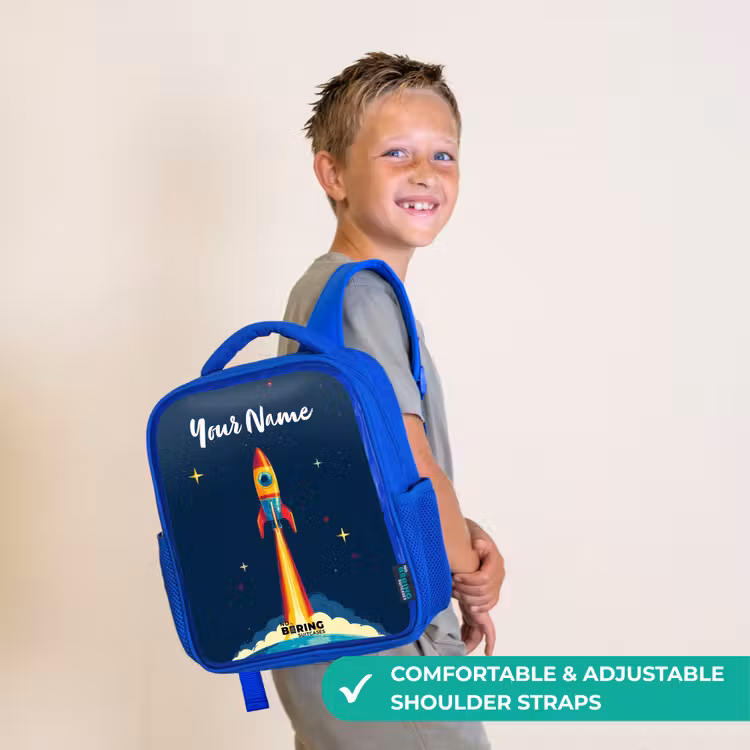 Kids backpack - Blue - Planet - Rocket - Stars - Dark blue — 4