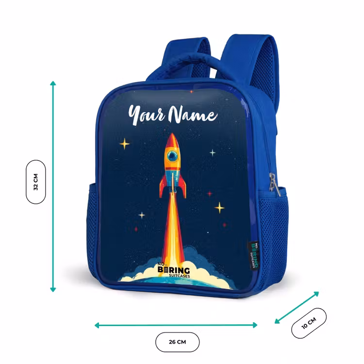 Kids backpack - Blue - Planet - Rocket - Stars - Dark blue — 6