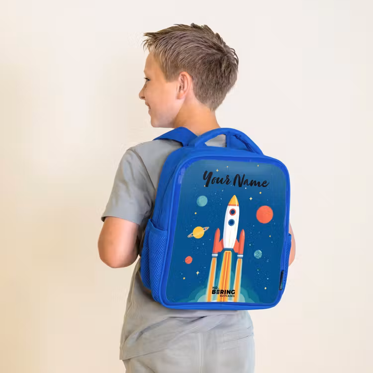 Kids backpack - Blue - Rocket - Planet - Stars - Multicolored — 2
