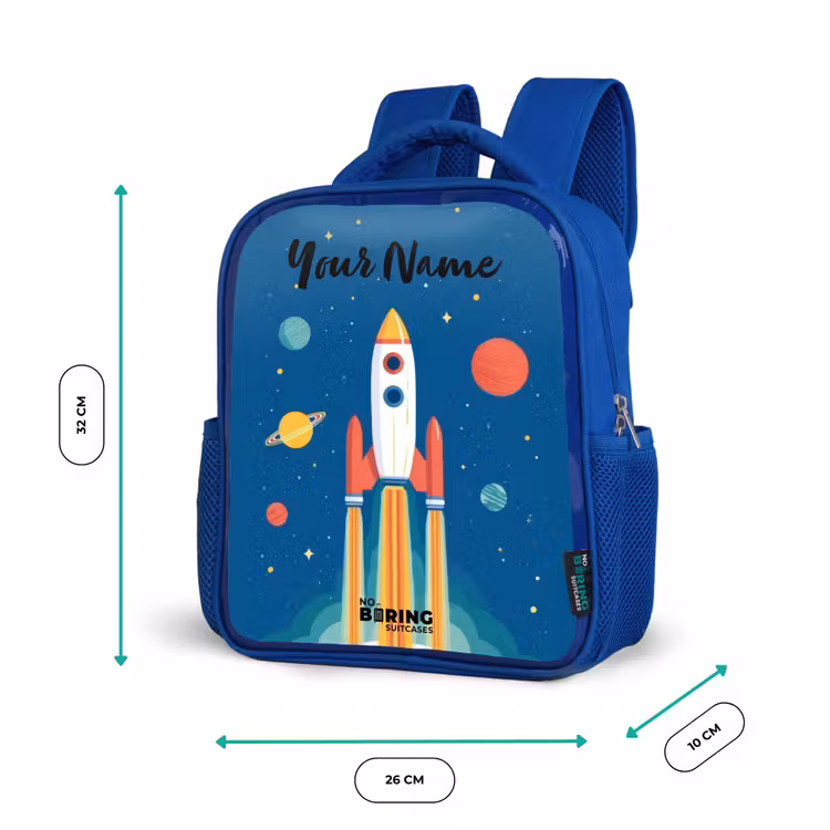 Kids backpack - Blue - Rocket - Planet - Stars - Multicolored — 6