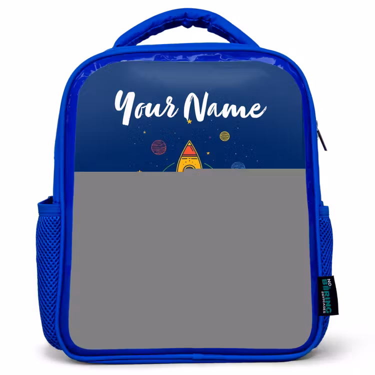 Kids backpack - Blue - Rocket - Planets - Stars — 1