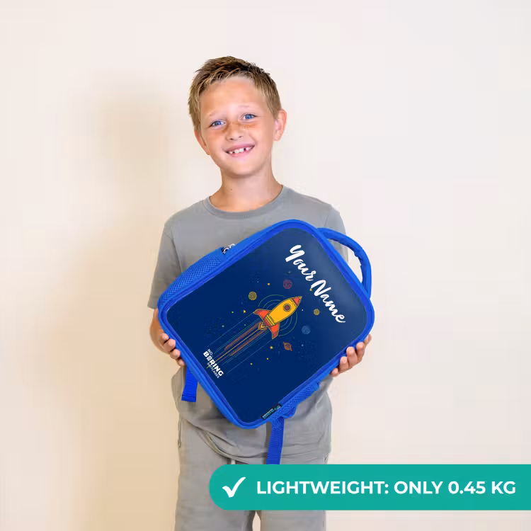 Kids backpack - Blue - Rocket - Planets - Stars — 3