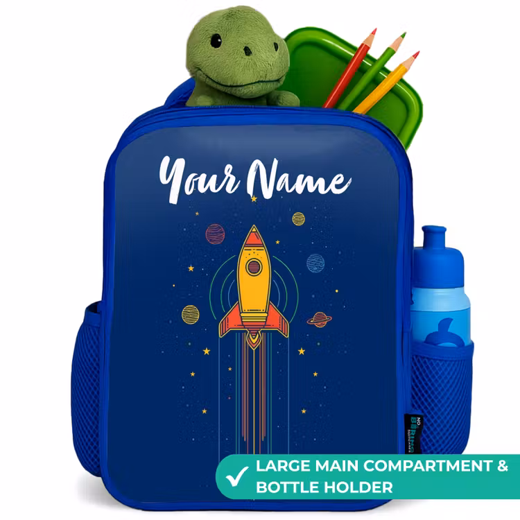 Kids backpack - Blue - Rocket - Planets - Stars — 5