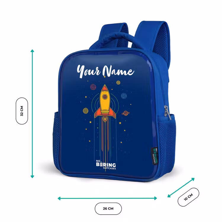 Kids backpack - Blue - Rocket - Planets - Stars — 6
