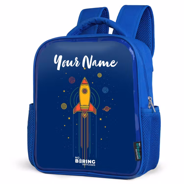Kids backpack - Blue - Rocket - Planets - Stars — 7