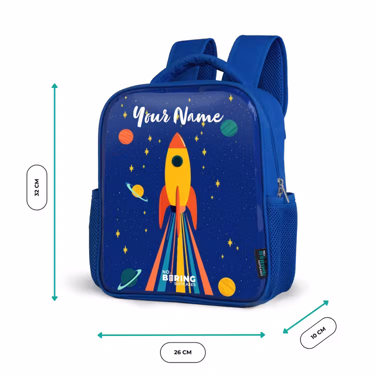 Kids backpack - Blue - Rocket - Stars - Planet - Space — 6