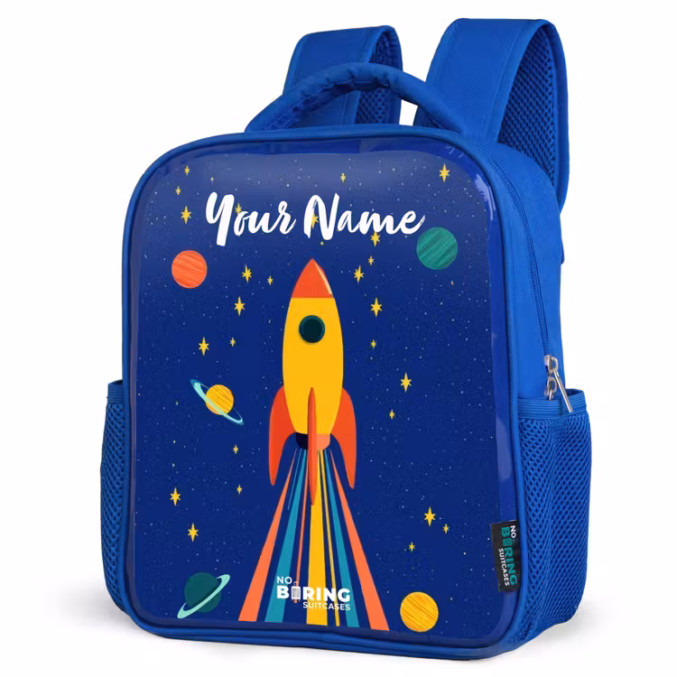 Kids backpack - Blue - Rocket - Stars - Planet - Space — 7