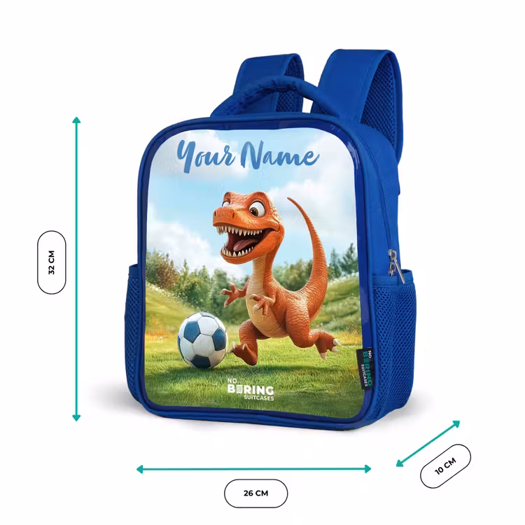 Kids backpack with name - Blue - Soccer - Dino - Sports — 6