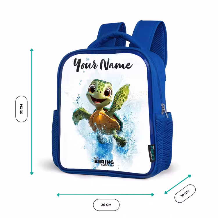 Kids backpack with name - Blue - Turtle - Water - Green — 6