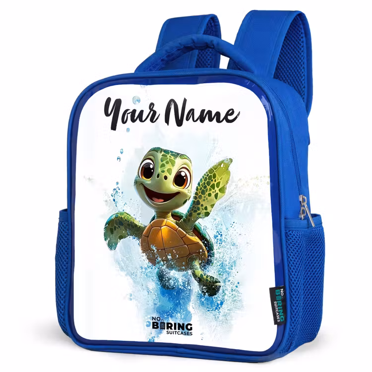 Kids backpack with name - Blue - Turtle - Water - Green — 7