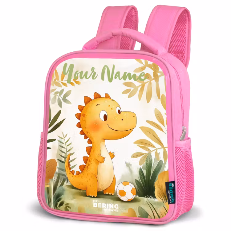 Kids backpack with name - Pink - Dino - Football - Orange — 4
