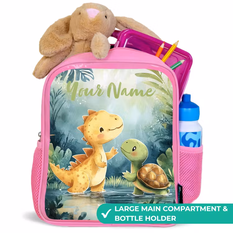 Kids backpack with name - Pink - Dino - Turtle - Jungle — 2