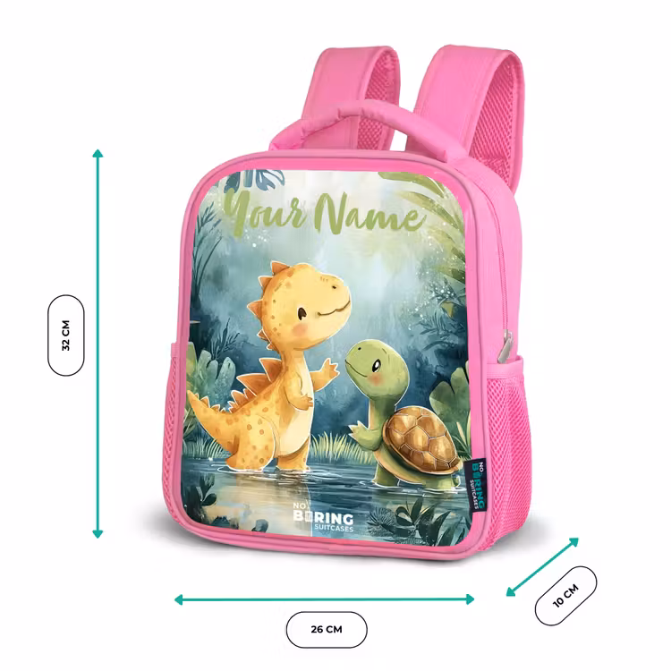 Kids backpack with name - Pink - Dino - Turtle - Jungle — 3