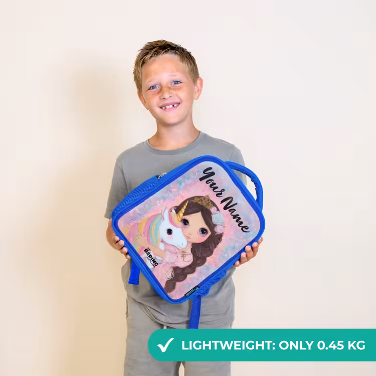 Kids backpack with name - Blue - Girl - Unicorn - Glitter — 3