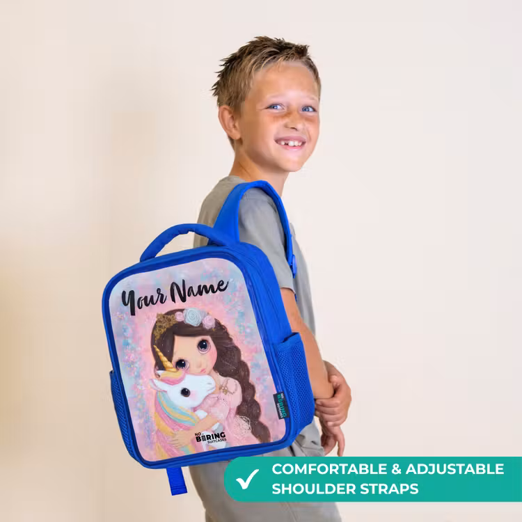 Kids backpack with name - Blue - Girl - Unicorn - Glitter — 4