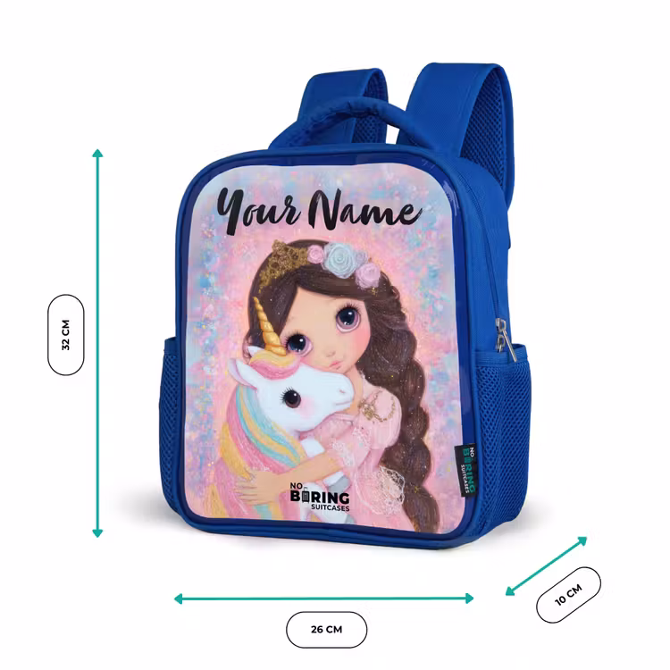 Kids backpack with name - Blue - Girl - Unicorn - Glitter — 6