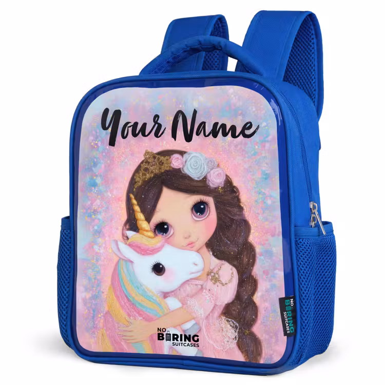 Kids backpack with name - Blue - Girl - Unicorn - Glitter — 7