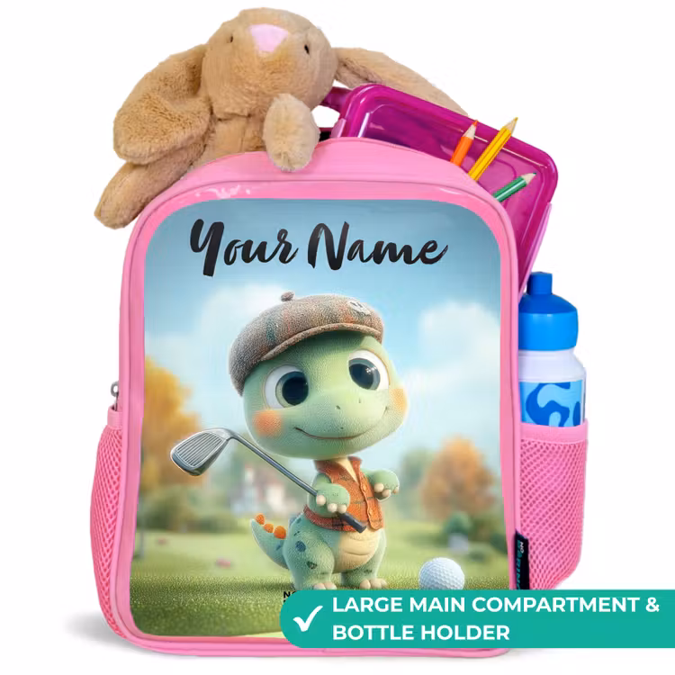 Kids backpack with name - Pink - Golf - Dino - Green — 2