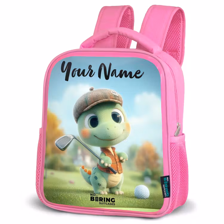 Kids backpack with name - Pink - Golf - Dino - Green — 4