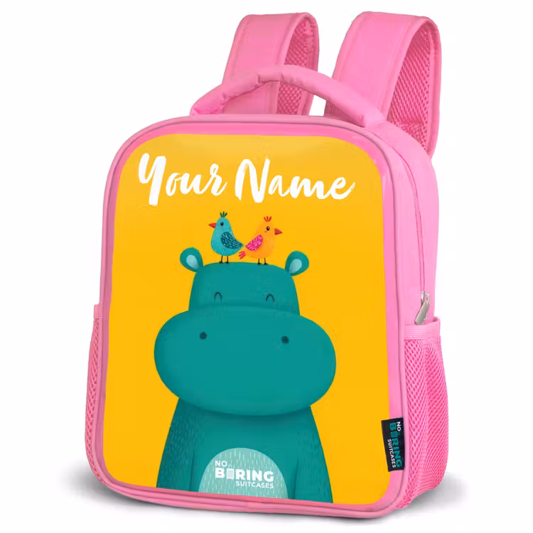Kids backpack - Pink - Hippo - Birds - Yellow — 4