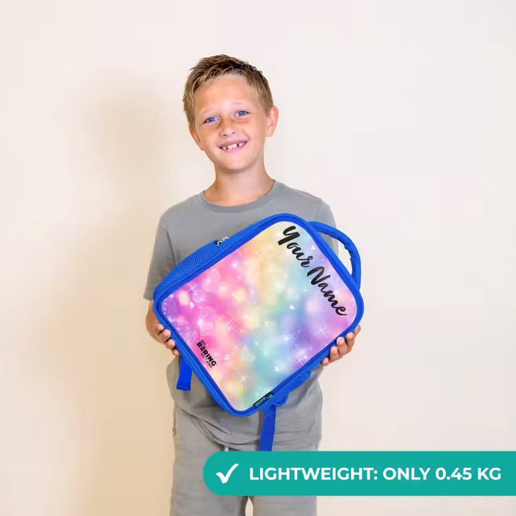 Kids backpack with name - Blue - Light - Rainbow - Hearts — 3