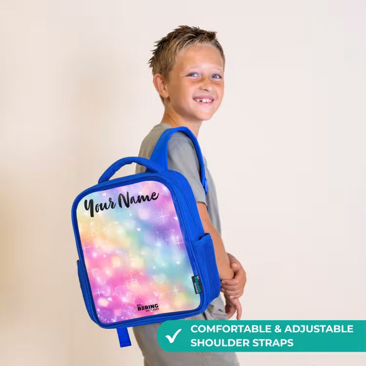 Kids backpack with name - Blue - Light - Rainbow - Hearts — 4