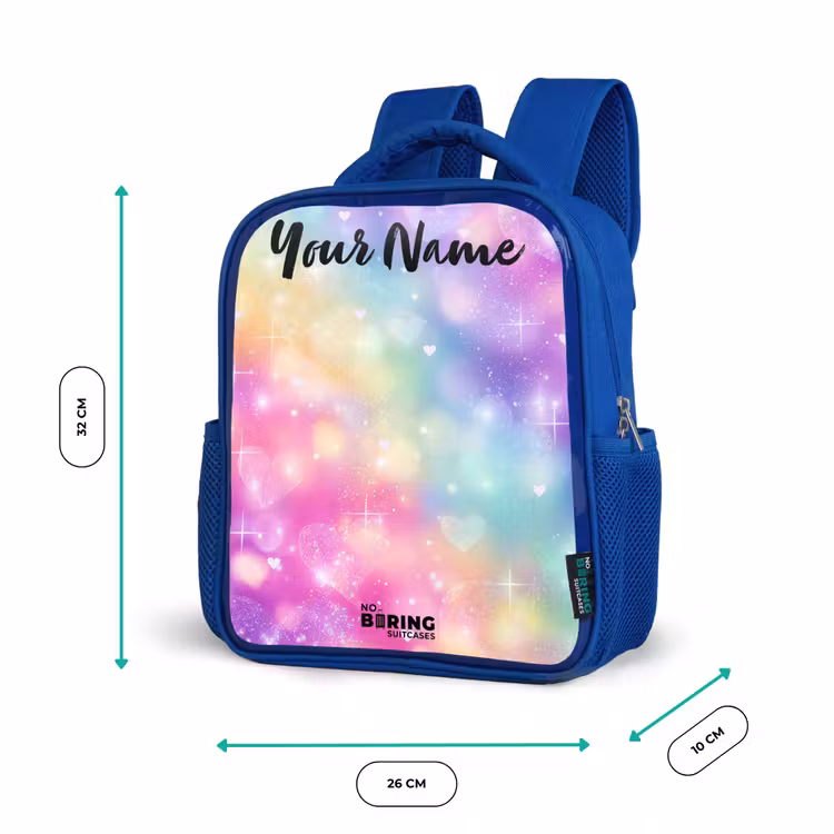 Kids backpack with name - Blue - Light - Rainbow - Hearts — 6