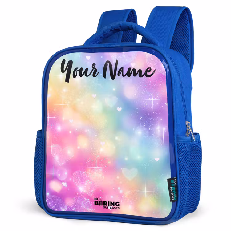 Kids backpack with name - Blue - Light - Rainbow - Hearts — 7