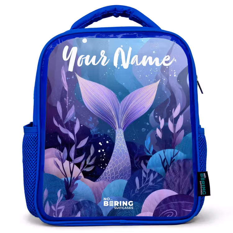 Kids backpack with name - Blue - Mermaid - Underwater - Purple - Blue — 1