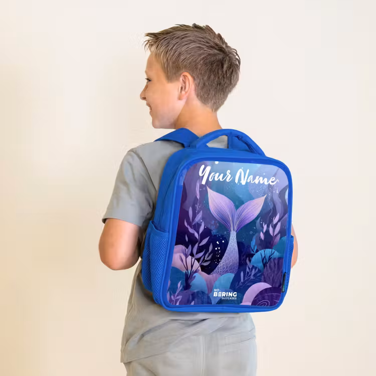 Kids backpack with name - Blue - Mermaid - Underwater - Purple - Blue — 2