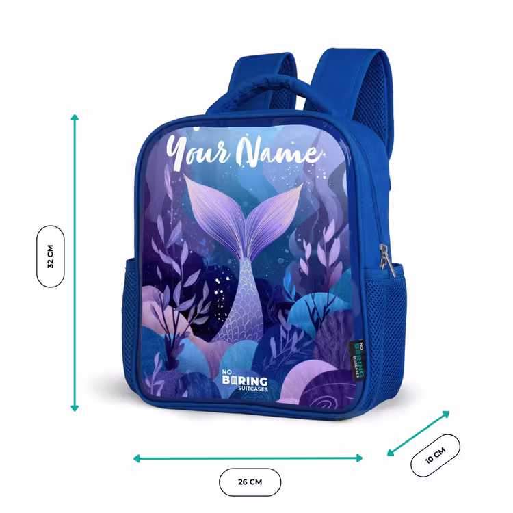 Kids backpack with name - Blue - Mermaid - Underwater - Purple - Blue — 6