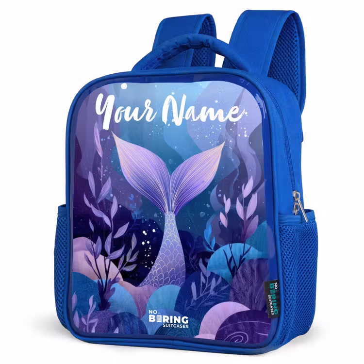 Kids backpack with name - Blue - Mermaid - Underwater - Purple - Blue — 7