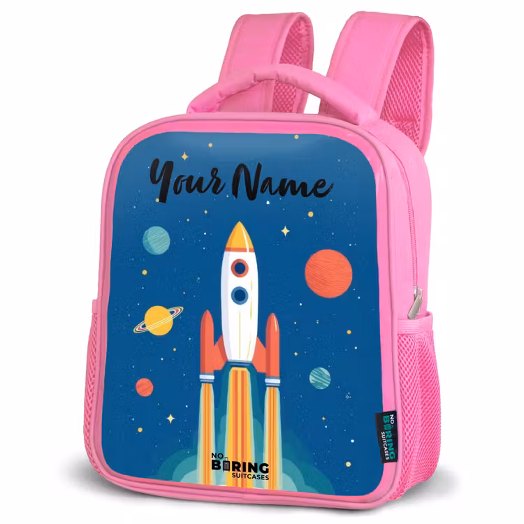 Kids backpack - Pink - Rocket - Planet - Stars - Multicolored — 4
