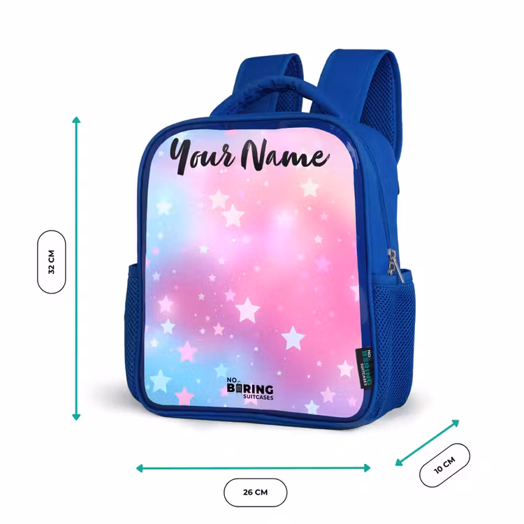 Kids backpack with name - Blue - Stars - Pink - Blue — 6