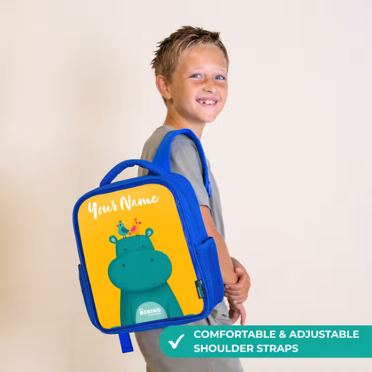 Kids backpack - Blue - Hippo - Birds - Yellow — 4