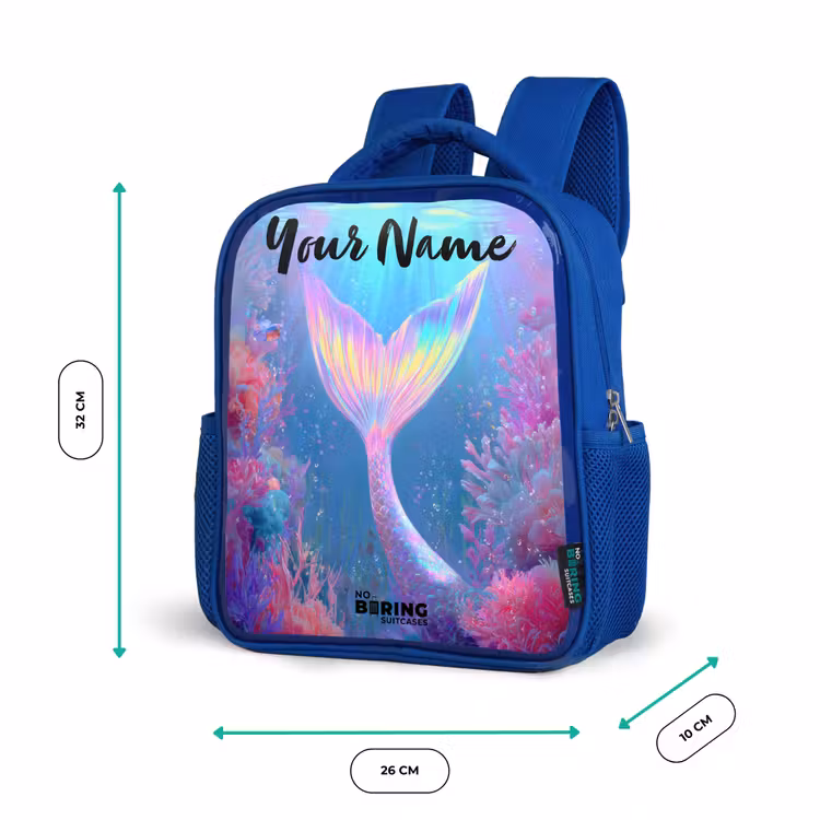 Kids backpack with name - Blue - Mermaid - Coral - Water — 6