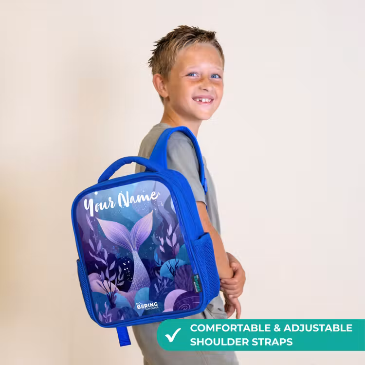 Kids backpack with name - Blue - Mermaid - Underwater - Purple - Blue — 4