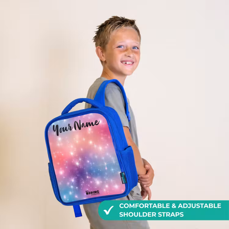 Kids backpack with name - Blue - Stars - Abstract - Colors — 4