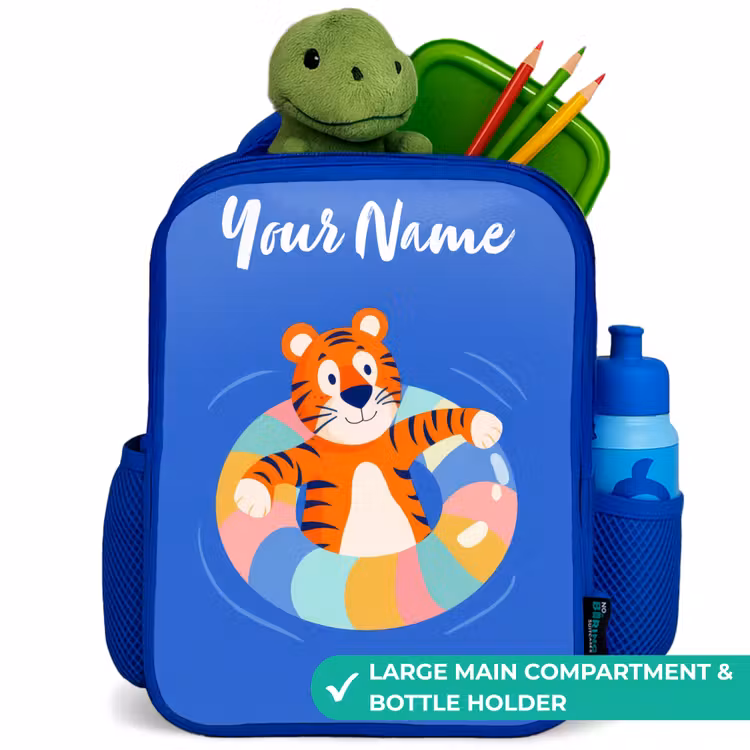 Kids backpack - Blue - Tiger - Swimming Band - Water — 5