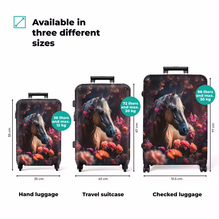 Suitcase - Suitcase - Horse - Flowers - Purple - Orange - Animals — 3