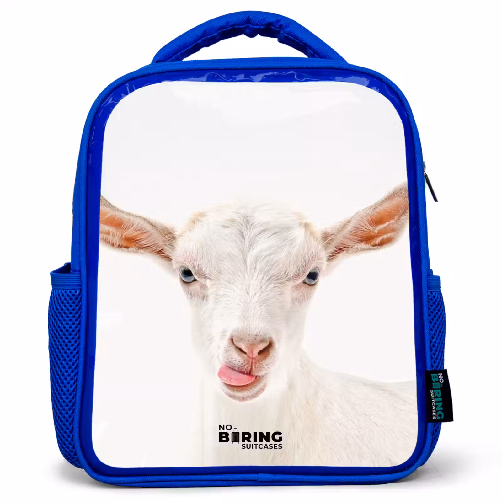 Kids backpack - Blue - Goat Sticking Out Its Tongue — 1