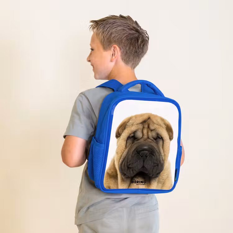 Kids backpack - Blue - Dog with Angry Head — 2