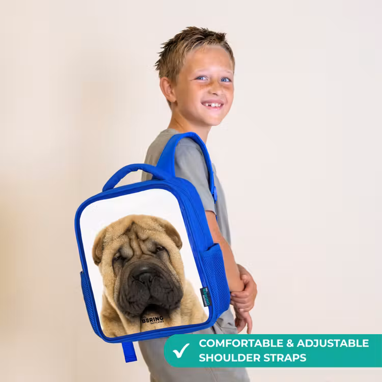 Kids backpack - Blue - Dog with Angry Head — 4
