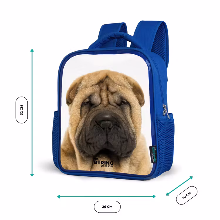 Kids backpack - Blue - Dog with Angry Head — 6